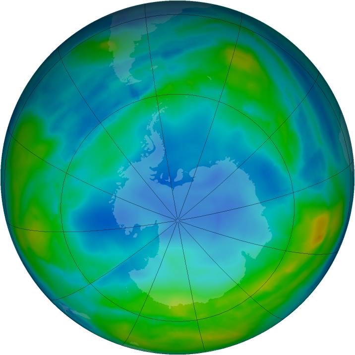 Antarctic ozone map for 30 July 2013